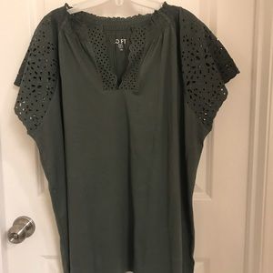Loft eyelet green blouse